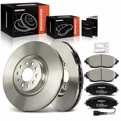 Frankberg 2x Bremsscheiben + 4x Bremsbeläge Vorderachse mit Bremsenschmiermittel Kompatibel mit A3 8V1 8VK 2012-2017 Leon 5F1 2017-2021 Golf VII 5G1 BE1 BE2 BQ1 2013-2021 Replace# 5Q0615301C