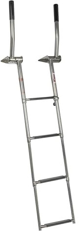 Extreme Max 3006.8809 Top-Mount Telescoping Pontoon, Dock, and Swim Raft Ladder with Hidden Handle and Rubber Grips - 4-Step