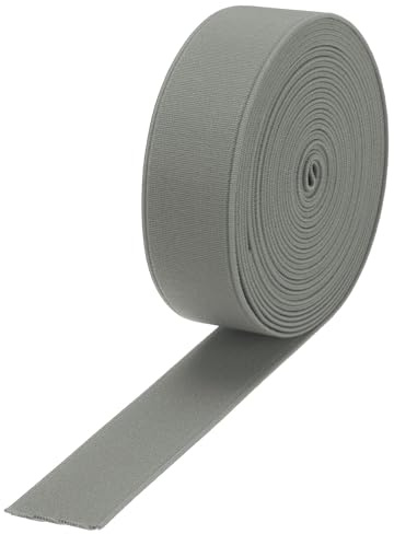 QUARKZMAN 2.5cm Gummiband Breit zum Nähen, 4.71 Meter Elastic Rubber Band, Breites Gummiband für Hosen, Bund, Stoffe zum Nähen (Grau)