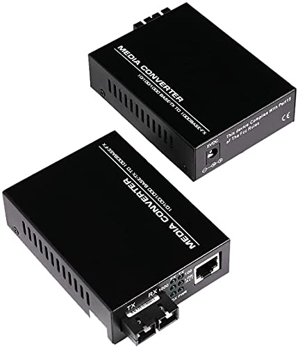 EIN Paar 2er Pack Multi-Mode Dual SC Fiber Gigabit Ethernet Media Converter - Mini 10/100/1000Base-T RJ45 zu 1000Base-SC, 2KM Reichweite, 850-1310nm Wellenlänge, AC 230V Stromversorgung
