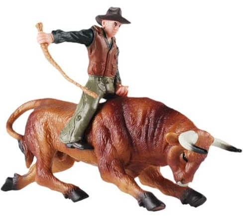 Luxylei Bull Cowboy Auf Bucking Bull Statue Cowboy Rodeo Figur Bauernhoftiere Stierkampf Cowboy Akzent Figur