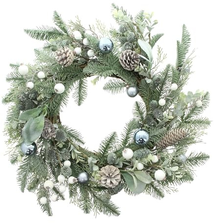 Kranz Winterzauber, Kunstzweige, Reisigring, Kunststoffbeeren, blätter Maße: Ø 55 cm, Innen-Ø 15 cm, FRANK FLECHTWAREN