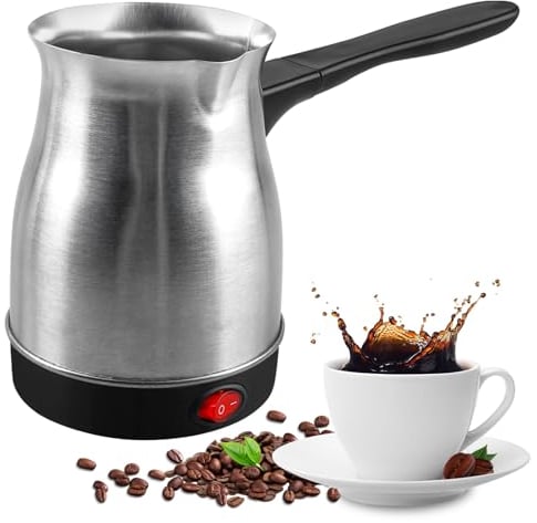 Vegena Espressokocher Induktion, 0.8L Türkische Kaffeekanne, Elektrische Türkische Kaffeemaschine, Espressokocher Camping Elektrische Kaffeekanne Für Zuhause,Büro,Mocca & Tee,Reisen