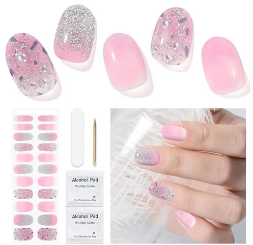 Autocollant Ongle Gel - 22pcs Vernis Autocollant Ongles Gel Nail Stickers Auto-adhésifs Art Qualité Salon Longue Durée Pour Femmes Filles Nail (style8)
