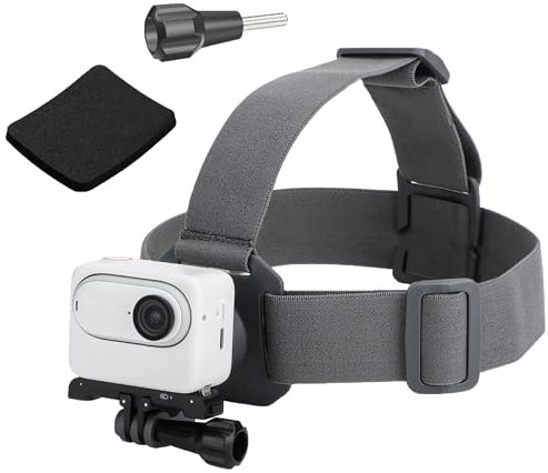 CERFFOOL Sangle de tête pour DJI Osmo Action 5 Pro 4 3 pour GoPro Hero 13 Black 12 11 pour Insta360 et la Plupart des caméras d'action avec Adaptateur à vis 6,35 mm (Gris)