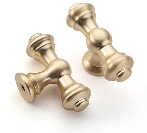 Amerdeco 10 Pièces Boutons de Meuble Laiton Brossé, Vintage, pour Armoires, Tiroirs et Portes de Cuisine UK0017