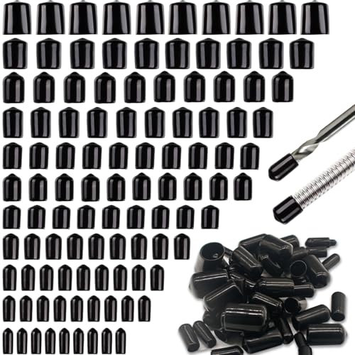 220 Stück Gummi Endkappen, Rundrohr Gummi Stopfen Φ 15mm 12mm 11mm 10mm 9mm 8mm 7mm 6mm 5mm 4mm 3mm 2mm, PVC Vinyl Schutzkappen, Gummikappen für Schrauben, Drahtseile (220Pcs / 12 Größen)
