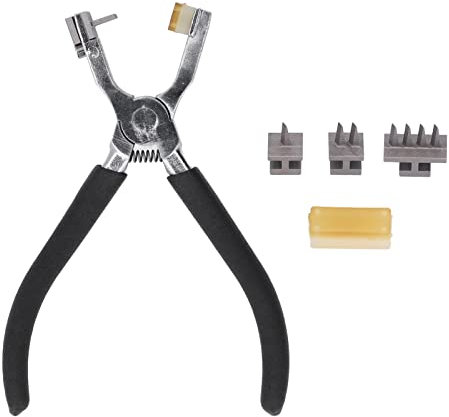 Lybunair Alicates de cincel de ángulo francés de alta dureza con doble palanca y cabeza reemplazable para perforación de cuero DIY