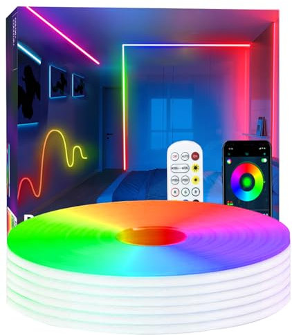 httpsmp 20M RGB+IC Neon Strip Lights, Led Streifen mit APP/Fernbedienung, Musik Sync, 24V IP67 Outdoor Wasserdichte Flexible Leiste