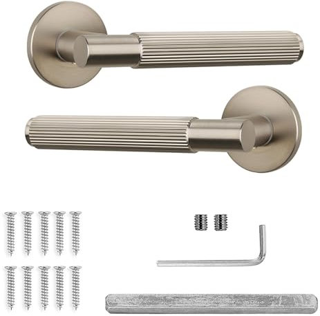 Decoranddecor Aluminium Door Handle Sets – Silver Internal Door Handles for Bedrooms & Bathroom | Hera Range
