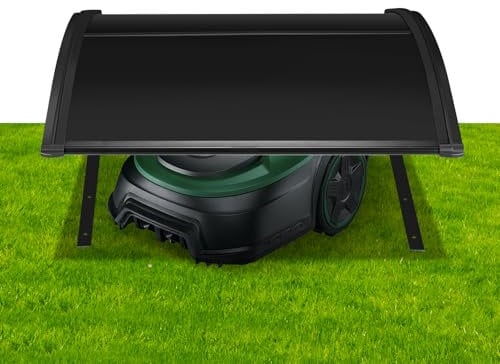 ISOISL Garaje para robot cortacésped, garaje para robot cortacésped de plástico PP, protección contra los rayos UV, para robot cortacésped, protección contra la intemperie, 106 x 87 x 50 cm, color