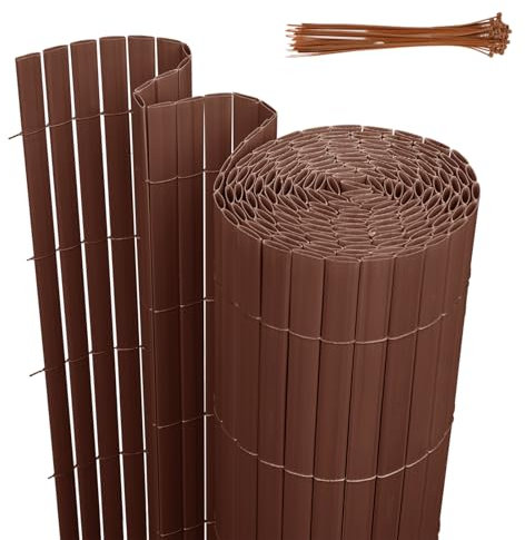 Jaxguom PVC Sichtschutzmatte, 100 x 900cm Sichtschutzzaun mit DREI Rippenverstärkungen und Kabelbindern, Windschutz Balkon Sichtschutz Wetterfest, für Zaun Garten Terrasse, Braun