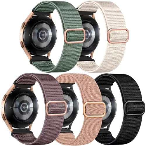 Hgsxst 5 Pack Elastic Straps Compatible with Samsung Galaxy Watch 7 6 5 4 40/44mm Strap/Galaxy Watch 6 4 Strap 42/46mm 43/47mm/Active 2