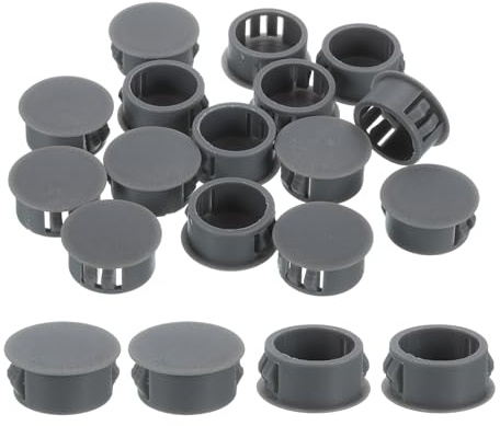 QUARKZMAN 18 Stück 18mm (23/32) Abdeckkappen für Bohrlöcher Nylon grau | Blindstopfen Abdeckstopfen runde Schnappverschluss Bohrungen für Bohrlöcher für Schränke Maschinen Möbel