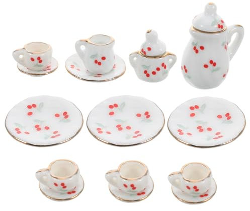 SUPVOX 15piezas Té Miniatura Accesorios De Cerámica para Casa De Muñecas para Fiesta Infantil
