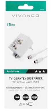 Vivanco Antennenverstärker, Koaxial-Buchse auf zwei Stecker