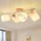 SANSHI LED Deckenlampe 4 flammig Deckenleuchte,Holz Deckenstrahler Schwenkbar 350°,Deckenspot E14 MAX.25W Spot,Modern Wandstrahler,Lampe Decke für Küche Schlafzimmer Flur Wohnzimmer,Ohne Leuchtmittel