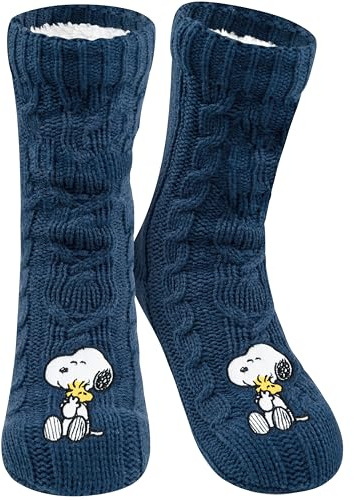 United Labels The Peanuts Snoopy Kuschelsocken für Damen, Blau, 39-42, flauschige Stoppersocken, warme Socken, Hüttensocken