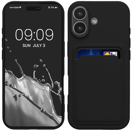 kwmobile Handyhülle für Apple iPhone 17 Hülle mit Kartenfach - TPU Case - Kabelloses Laden - Schutzhülle Cover in Schwarz