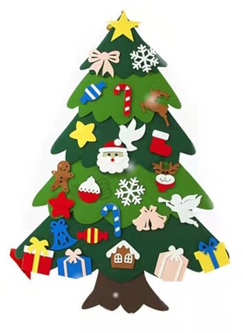 Árbol De Navidad De Fieltro,Manualidad de Árbol de Navidad de Fieltro 3D - Juego Educativo Manualidades Decoración Navideña para Puerta de Habitación Aula Casa Fiestas