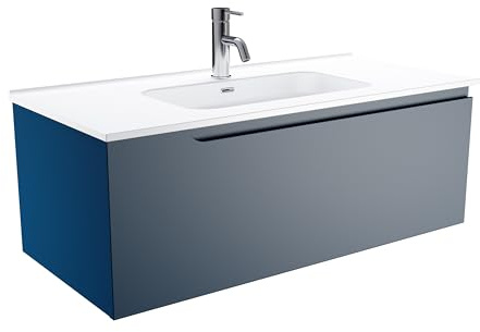 Mobile Bagno Sospeso 120 cm 1 Cassetto Blu Zaffiro Opaco Con Lavabo Mod. Ardenne