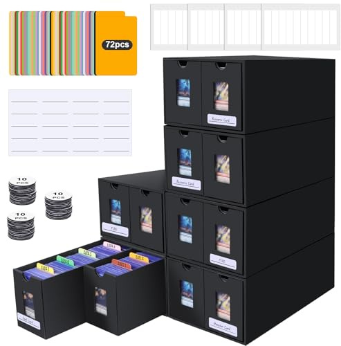 Sammelkarten Box für 11000+ Karten,Top Loaders Box für 2000+ 3 x 4 35PT Toploaders,Trading Card Storage Box für Commander Display, Karten Deck Box mit 72 Kartentrenner,Card Box für TCG,MTG,PTCG