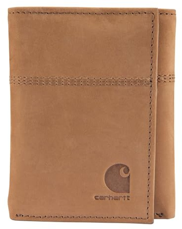 Carhartt Herren-Brieftaschen aus genarbtem Sattelleder, RFID-blockierend, dreifach gefaltet, Vordertasche, Geschenke für Männer, Carhartt Braun (dreifach gefaltet), Einheitsgröße, Brieftaschen aus