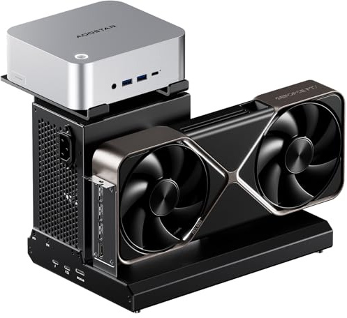 AOOSTAR EG02 eGPU Dockstation con OCuLink&Thunderbolt 5(80Gbps)docking station per schede grafiche GPU esternePCIex16 PCIe4.0x4,150W DC,supporta alimentatori ATX/SFX Per mini PC/laptop/schede grafiche