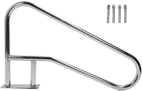 GEDMRT 304 Stainless Steel Pool Handrail | Long - Lasting Rustproof Slip - Safe Stair Rail for Swimming Pool/Spa/Hot Tub | 46.3 Inch Secure Rail with Stable Base