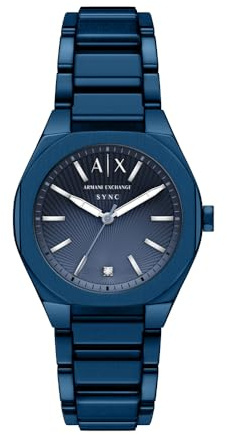 Armani Exchange Damen 36MM Blaue Edelstahl Uhr, AX6032