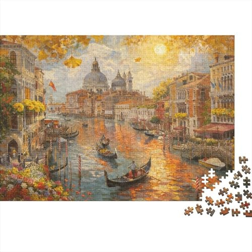 Venice Canal Szene 1000 Teile Puzzle aus recyceltem Karton, Ölgemälde Venedig, für Erwachsene, Stressabbau, Wanddekoration & Geschenk für Nachbarn