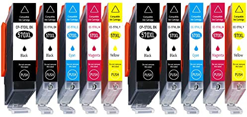 10 XL Druckerpatronen ersatz für Canon PGI-570 PGI570 CLI-571 CLI571 kompatibel zu Canon PIXMA MG5700 MG5750 TS5050 MG5751 MG5752 MG5753 MG6850 MG6851 MG6852 TS5050 TS6050 TS8050 TS9050