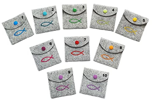 1 Rosenkranztäschchen aus Wollfilz in grau Fisch Farbe wählbar