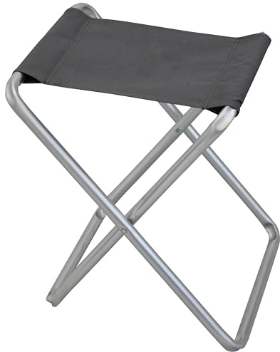 milani home - sgabello da campeggio, alluminio e textilene, pieghevole compatto, grigio