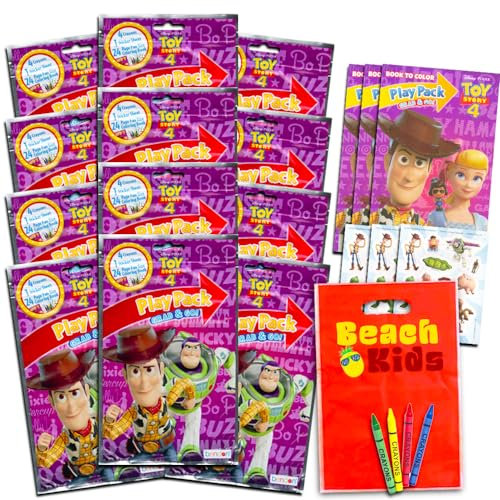 Disney Pixar Toy Story 4 Partygeschenk-Set, Paket enthält 12 Toy Story Spielpackungen gefüllt mit Aufklebern, Malbüchern, Buntstiften (Toy Story Partyzubehör)