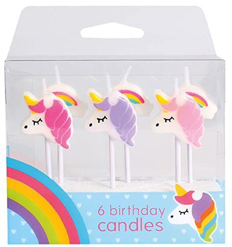 Baked with Love Unicorn Candles, Pink and Purple Unicorns for Cakes and Cupcakes, Pack of 6