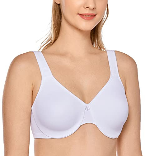 Delimira Women's Minimiser Bra Plus Size Underwired Full Cup Non Padded Seamless Support T Shirt Bra White 36C