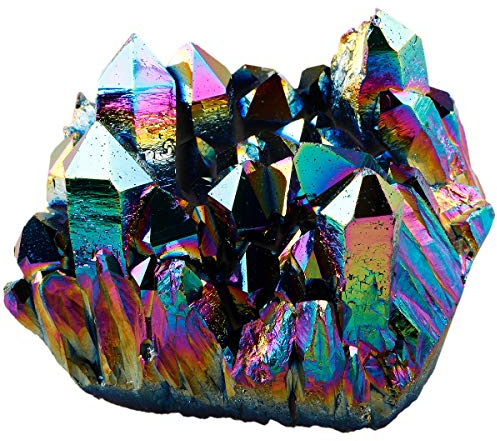 Nupuyai Titanium Coated Bergkristall Druse Rohstein unregelmäßige Kristall Cluster Quarz Geode Edelstein für Reiki Feng Shui Deko