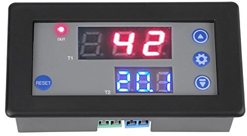 Fydun Relé Temporizador de Retraso de 12V, Módulo de Relé Digital con Ciclo de Tiempo, Doble Pantalla LED, Rango de Tiempo Ajustable de 0-999 segundos/minutos/horas, Máx. 10A