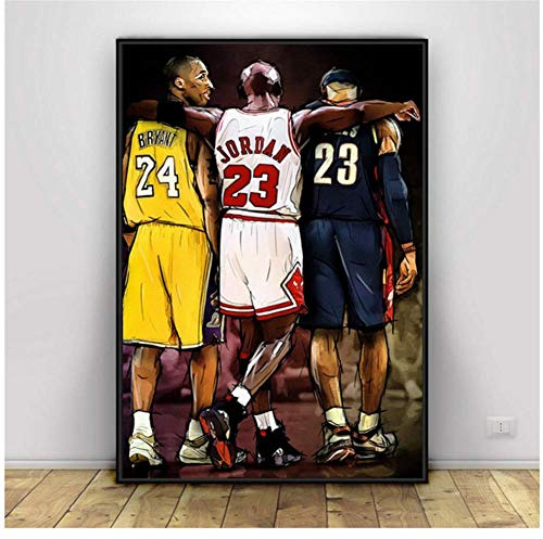 wzgsffs Kobe Bryant Michael Jordan Lebron James Basketball Kunst Leinwand Poster Home Wall Decor Malerei Wandkunst Home Decor -50x70cm Kein Rahmen