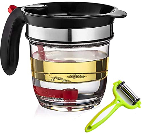 Fat Separator With Bottom Release - Food Strainers 4 Cup Gravy & Fat Separator With Strainer For Improved Health