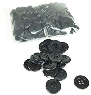 Runde Knöpfe, große (19 mm), 150 Stück, zum Nähen von Kleidung, Kleidern, Hosen, Röcken, Mützen, Accessoires, Sammelalben, Bastelarbeiten, Schwarz