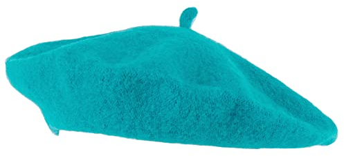Hat To Socks Einfarbige Baskenmütze aus Wollgemisch für Damen und Herren (Türkis)