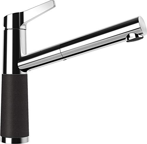 SCHOCK Küchenarmatur SC-510 Onyx – Niederdruck Armatur CRISTADUR mit ausziehbarer Schlauch-Brause und Standard Norm-Anschlüssen