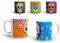 CAPRILO Lote de 4 Originales Tazas Desayuno de Cerámica Catrina- Calaveras Mexicanas. Recuerdos. Vajillas. Regalos para Fiestas, Navidad, Reyes, Bodas, Bautizos y Comuniones.DC