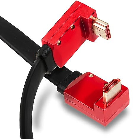 JuicEBitz® Cavo piatto HDMI [3M Lead] Connettori TV ad angolo ultra alta velocità 18Gbps v2.0 supporta 4K HDR 60fps, UHD 2160p/1080p, Sky Q +HD, Xbox, Home Theatre, PC da gioco, computer portatile