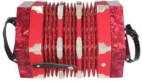 Btuty Concertina Akkordeon, 20 Knöpfe, 40 Blätter, mit Tragetasche, Rot