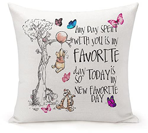 MKONY Kissenbezug mit Zitaten von Freunden, inspirierende Geschenke, Any Day Spent with You is My Favorite Day, dekorativer Leinen-Kissenbezug für Sofa, Schlafzimmer, 45,7 x 45,7 cm