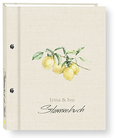 Stammbuch der Familie personalisiert Citro gelb A5 ca. 18 x 23 cm Familienstammbuch Stammbücher Handarbeit Zitronen