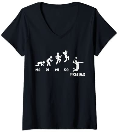 Damen Volleyball Woche Endlich Freitag Volleyballspiel Wochenende T-Shirt mit V-Ausschnitt